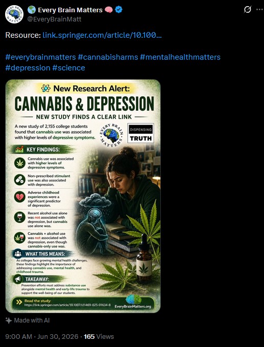Every Brain Matters: 'Cannabis & depression: new study finds a clear link'